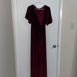 Maroon Velvet Wrap Dress